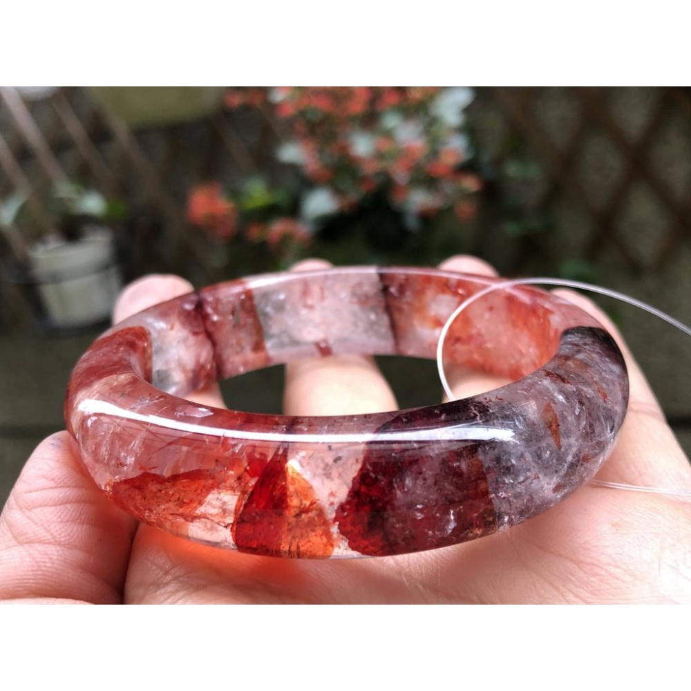 18.14圍美鐲滿絲透料寬版天然紅水晶紅膠花手鐲鐲子玉鐲手環招財珠寶玉石首飾飾品-細節圖3