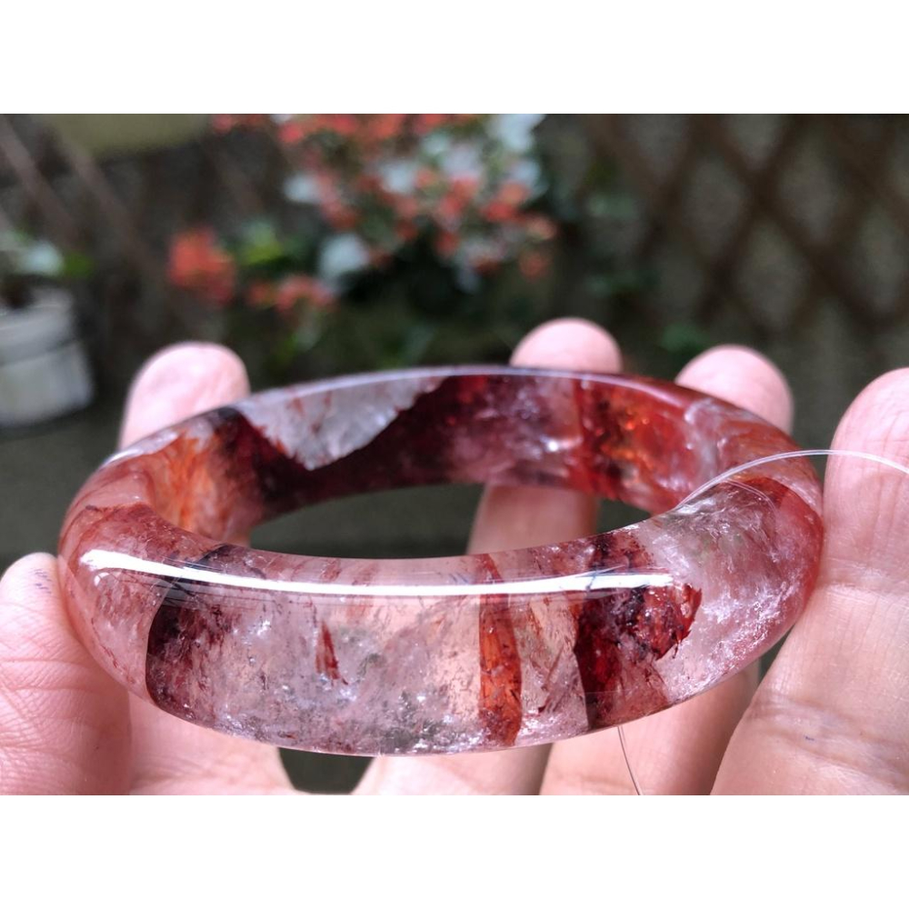 18.14圍美鐲滿絲透料寬版天然紅水晶紅膠花手鐲鐲子玉鐲手環招財珠寶玉石首飾飾品-細節圖8