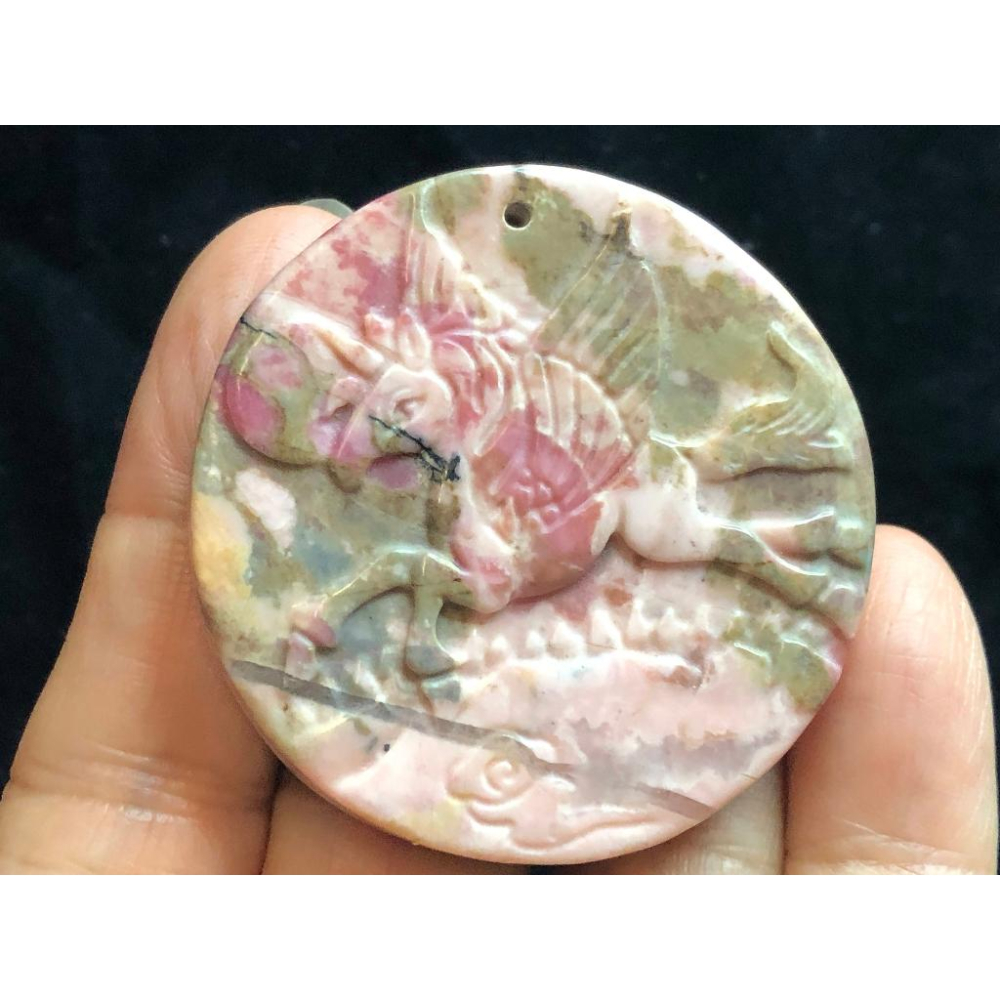 17.31圍櫻花粉天然薔薇輝石復古圓條圓骨手鐲玉鐲小粉紅手環吊墜飛馬墜子/鐲子玉化粉嫩-細節圖6