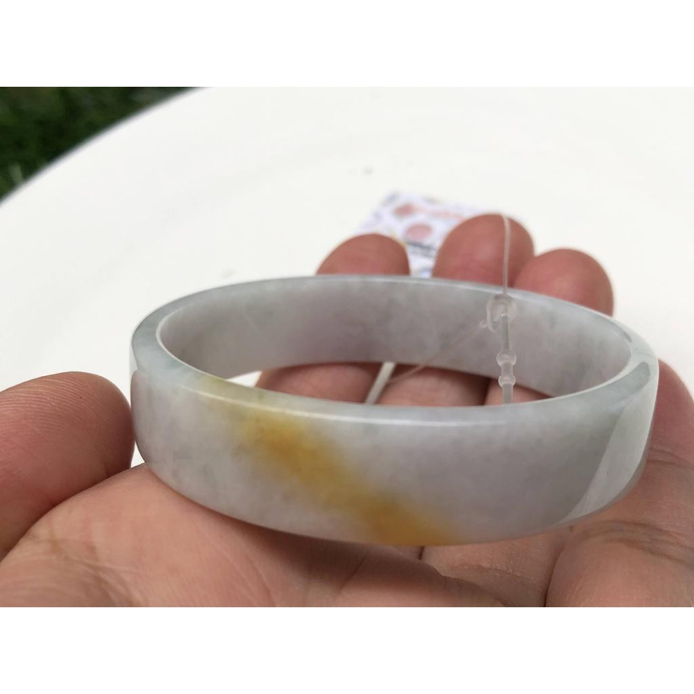 帶證書16.55圍天然玉石翡翠a貨緬甸玉硬玉冰糯種淡粉彩紫三彩手鐲玉鐲鐲子手環薄方鐲款公主鐲珠寶玉石首飾飾品-細節圖2