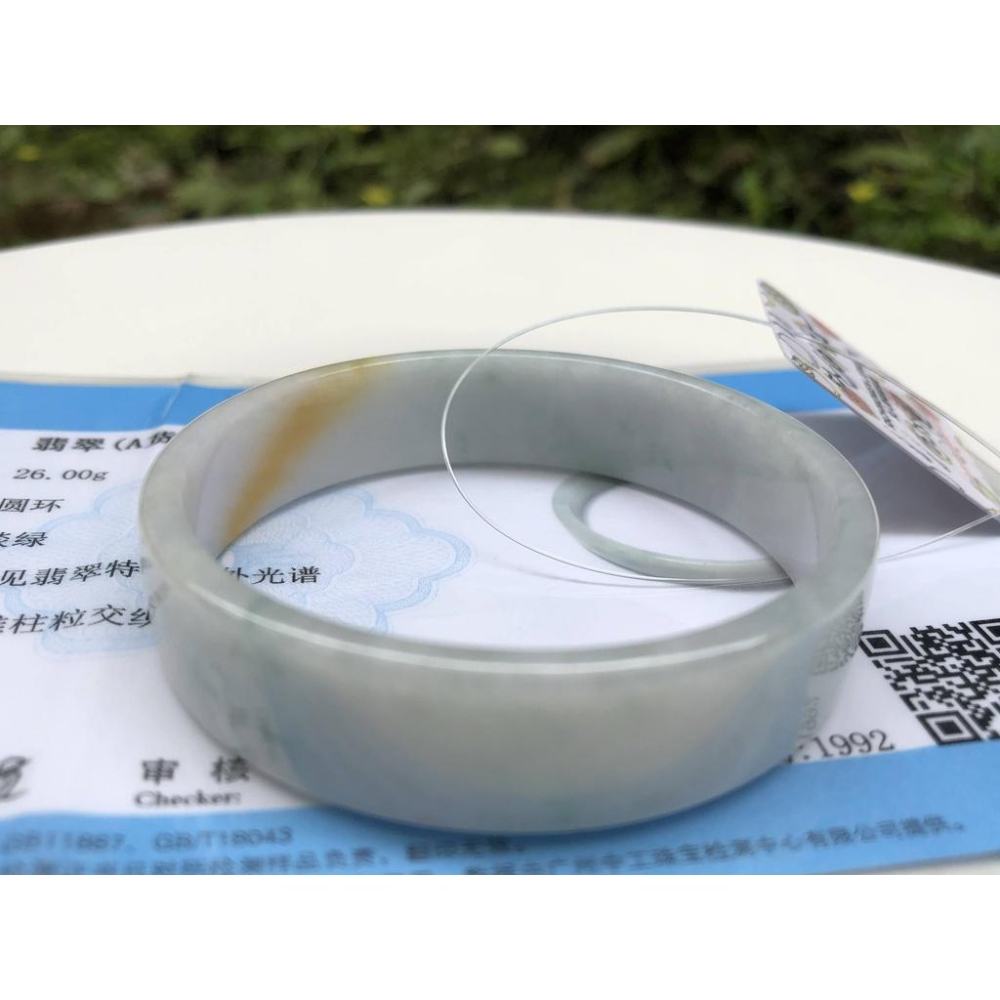 帶證書16.55圍天然玉石翡翠a貨緬甸玉硬玉冰糯種淡粉彩紫三彩手鐲玉鐲鐲子手環薄方鐲款公主鐲珠寶玉石首飾飾品-細節圖6