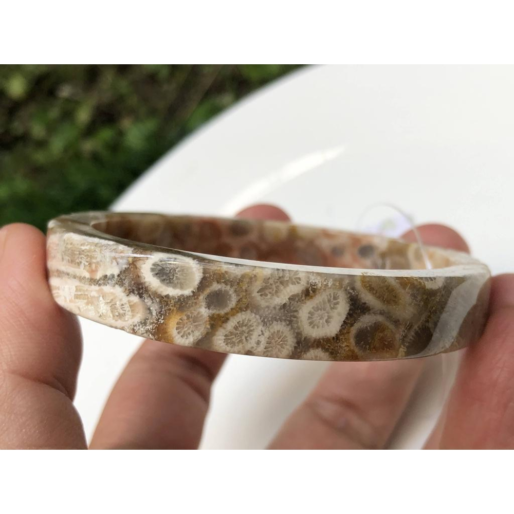 18.62圍天然玉石珊瑚玉菊花石手鐲玉鐲鐲子手環方鐲款公主鐲珠寶玉石首飾飾品-細節圖5