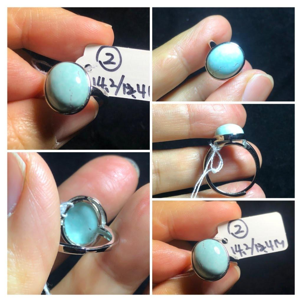 天然海紋石拉利瑪戒指925銀戒指活圍可調珠寶寶石玉石首飾飾品-細節圖3