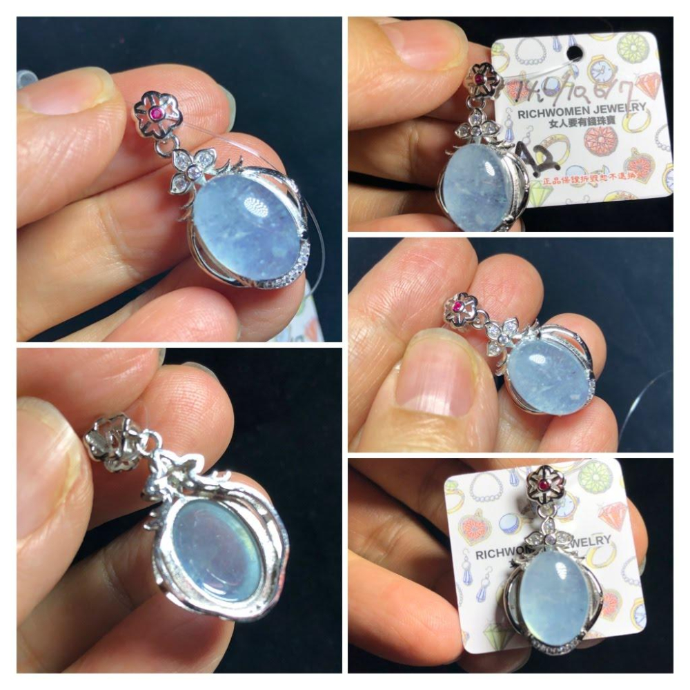 A組天然補水寶石魔鬼藍海藍寶吊墜掛墜墜子項鍊圓柱桶珠印章墜任選其一珠寶玉石首飾飾品-細節圖3