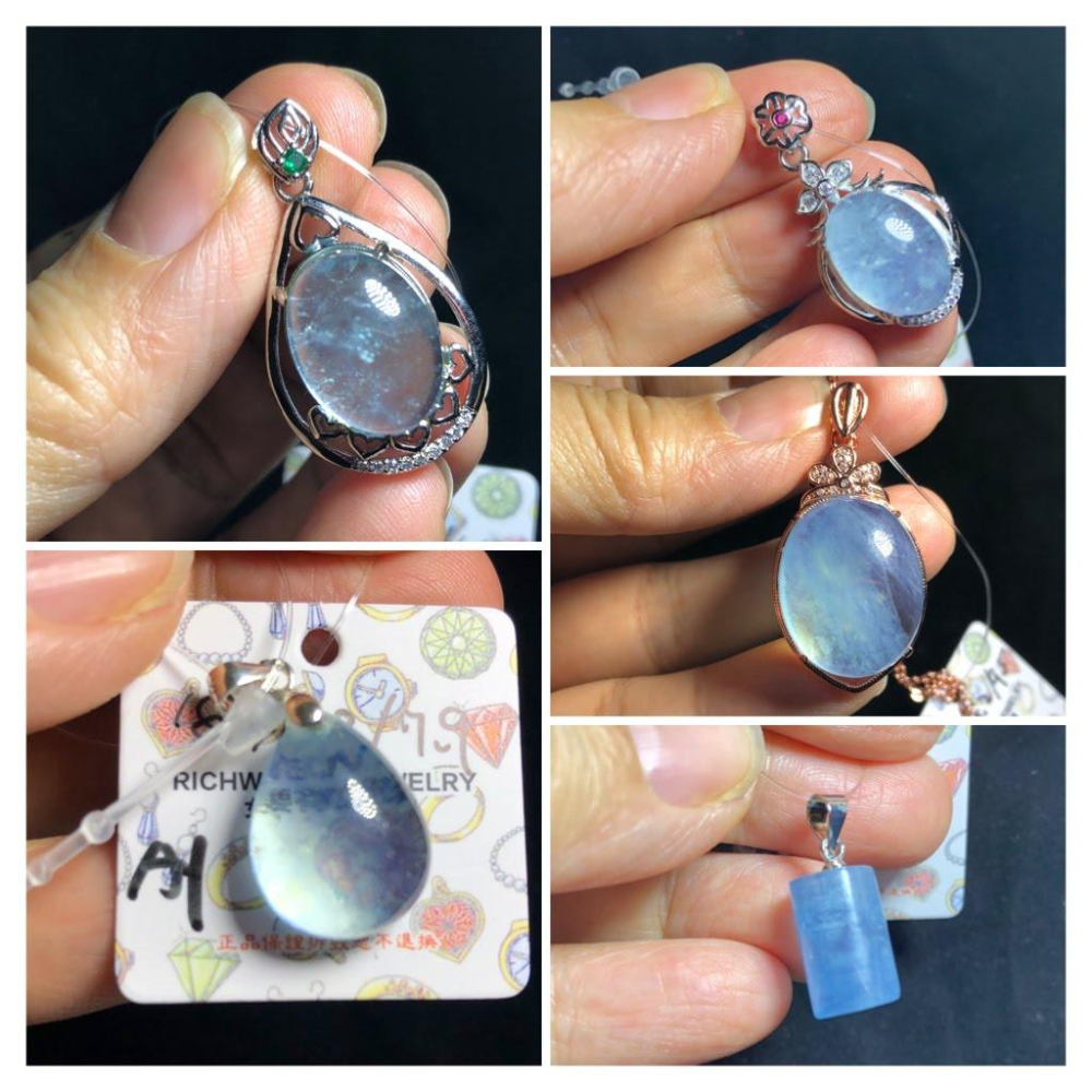 A組天然補水寶石魔鬼藍海藍寶吊墜掛墜墜子項鍊圓柱桶珠印章墜任選其一珠寶玉石首飾飾品-細節圖4