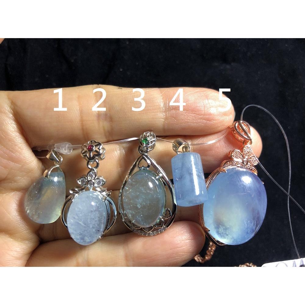 A組天然補水寶石魔鬼藍海藍寶吊墜掛墜墜子項鍊圓柱桶珠印章墜任選其一珠寶玉石首飾飾品-細節圖8