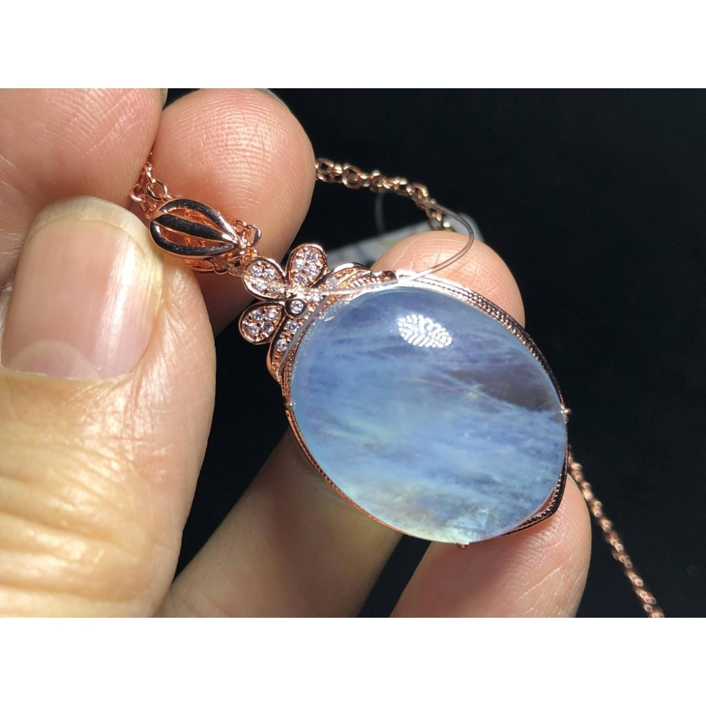 A組天然補水寶石魔鬼藍海藍寶吊墜掛墜墜子項鍊圓柱桶珠印章墜任選其一珠寶玉石首飾飾品-細節圖9