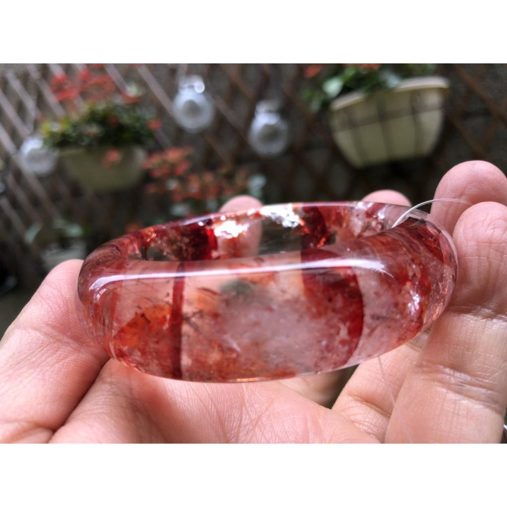 18.21圍美鐲滿絲透料寬版天然紅水晶紅膠花手鐲鐲子玉鐲手環招財珠寶玉石首飾飾品-細節圖3