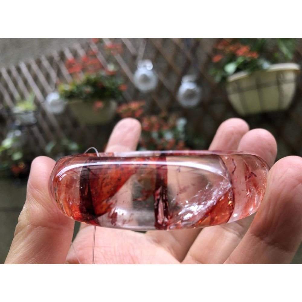 18.21圍美鐲滿絲透料寬版天然紅水晶紅膠花手鐲鐲子玉鐲手環招財珠寶玉石首飾飾品-細節圖6