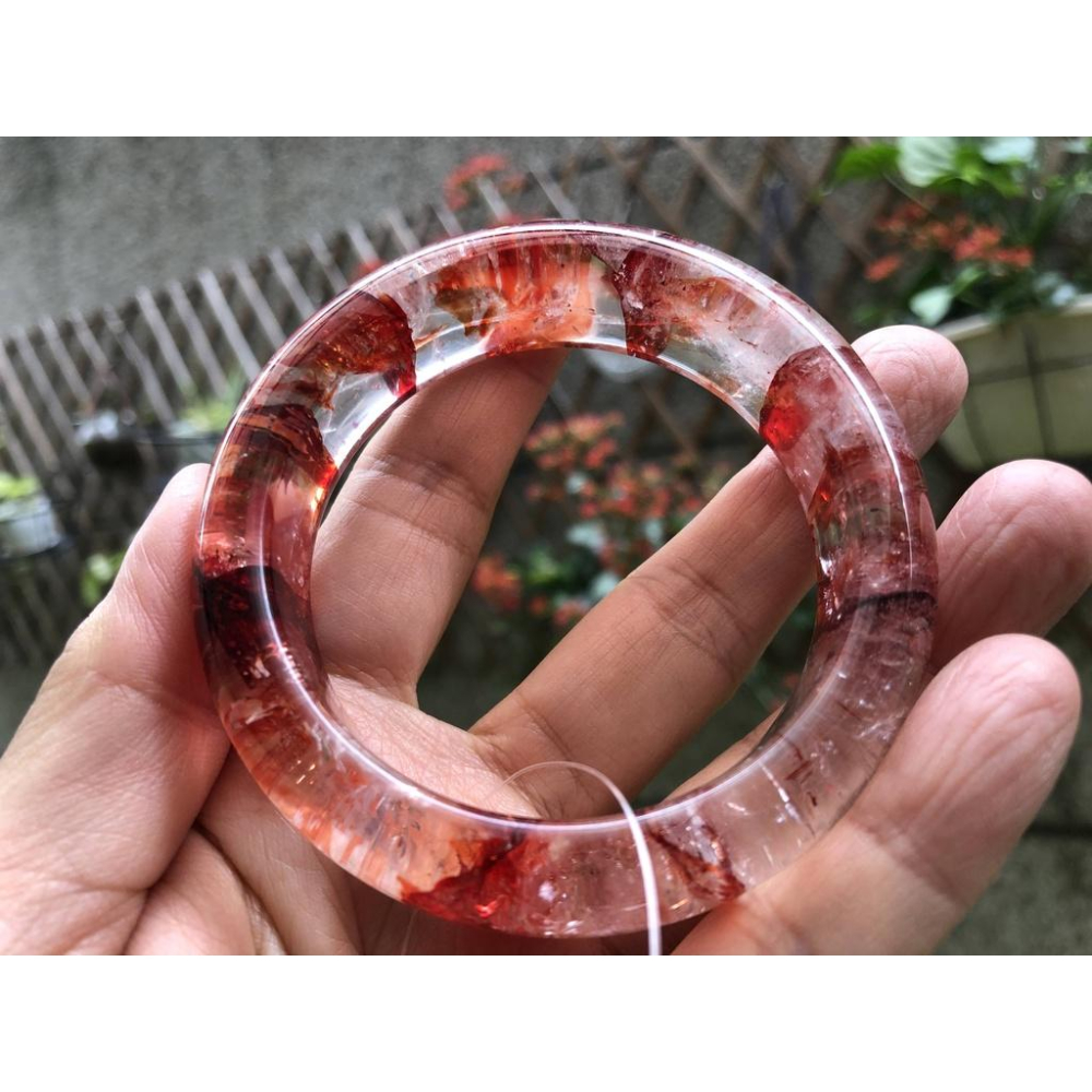 18.21圍美鐲滿絲透料寬版天然紅水晶紅膠花手鐲鐲子玉鐲手環招財珠寶玉石首飾飾品-細節圖9