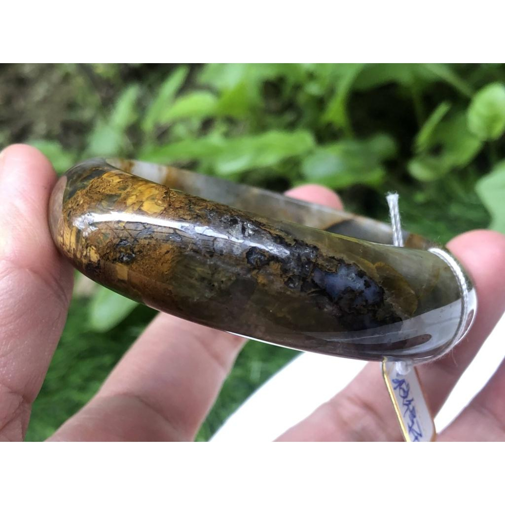 18.14圍天然冰種風暴石黃藍虎眼石藍彼得石手鐲黃金色貓眼效應手鐲玉鐲鐲子手環珠寶首飾飾品-細節圖6