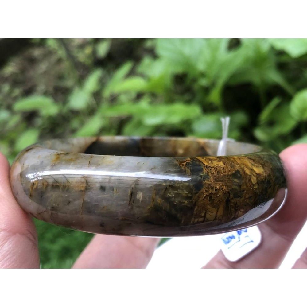 18.14圍天然冰種風暴石黃藍虎眼石藍彼得石手鐲黃金色貓眼效應手鐲玉鐲鐲子手環珠寶首飾飾品-細節圖7