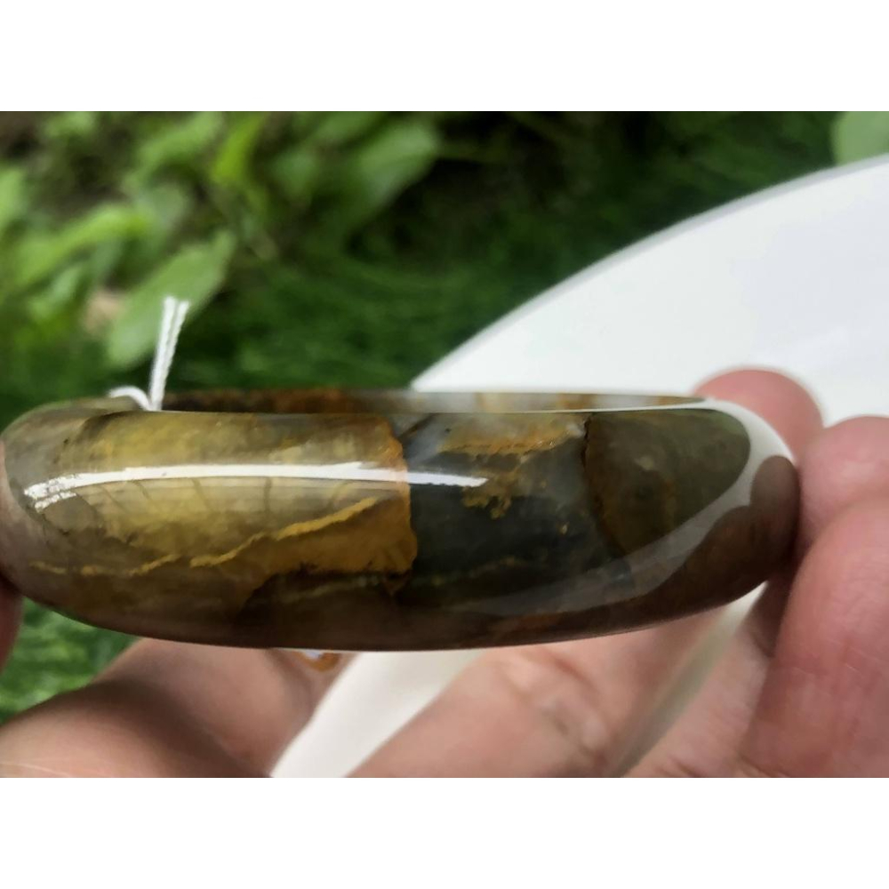 18.14圍天然冰種風暴石黃藍虎眼石藍彼得石手鐲黃金色貓眼效應手鐲玉鐲鐲子手環珠寶首飾飾品-細節圖9