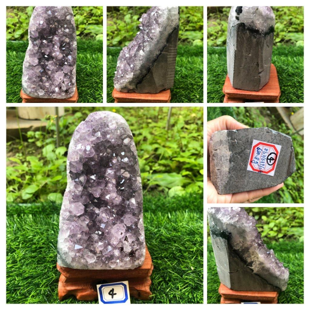 E天然烏拉圭紫水晶鎮水晶簇水晶片水晶洞送底座風水擺飾招財擺件消磁增加氣場珠寶玉石寶石擺件-細節圖4