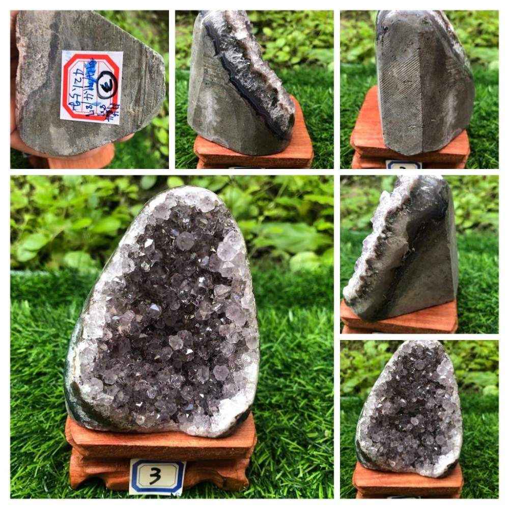 E天然烏拉圭紫水晶鎮水晶簇水晶片水晶洞送底座風水擺飾招財擺件消磁增加氣場珠寶玉石寶石擺件-細節圖5