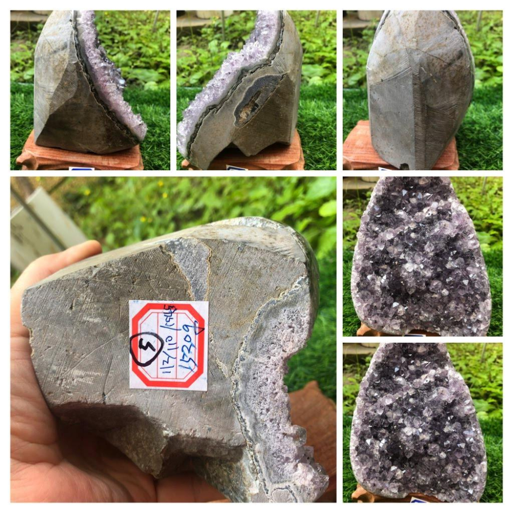 E天然烏拉圭紫水晶鎮水晶簇水晶片水晶洞送底座風水擺飾招財擺件消磁增加氣場珠寶玉石寶石擺件-細節圖7