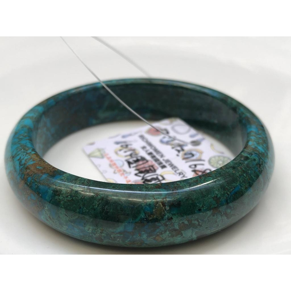 16.14圍天然玉石鳳凰石孔藍銅礦銅礦鳳凰松石手鐲鐲子玉鐲手扁口鐲平安鐲福鐲寶石首飾飾品-細節圖3