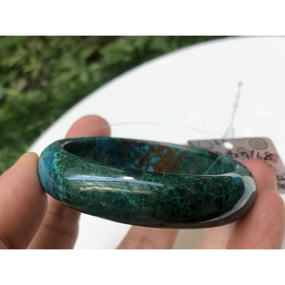 16.14圍天然玉石鳳凰石孔藍銅礦銅礦鳳凰松石手鐲鐲子玉鐲手扁口鐲平安鐲福鐲寶石首飾飾品-細節圖7