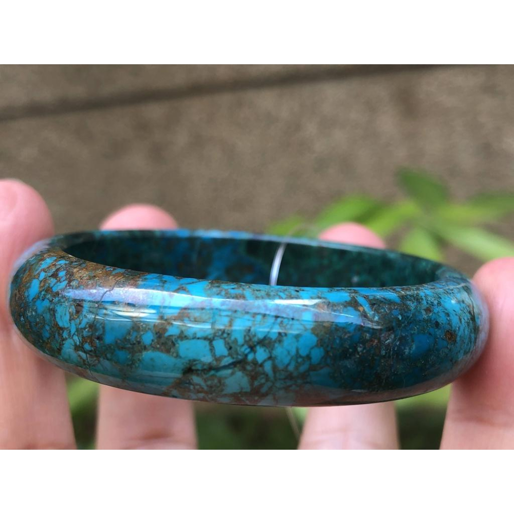 16.14圍天然玉石鳳凰石孔藍銅礦銅礦鳳凰松石手鐲鐲子玉鐲手扁口鐲平安鐲福鐲寶石首飾飾品-細節圖8