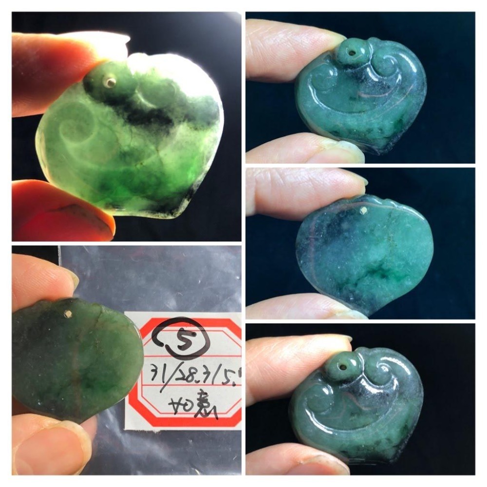 天然緬甸玉正品A貨翡翠藍水滿綠水滿綠葉子一夜致富如意葫蘆狐狸胡瓜吊墜玉墜墜子玉珮-細節圖6
