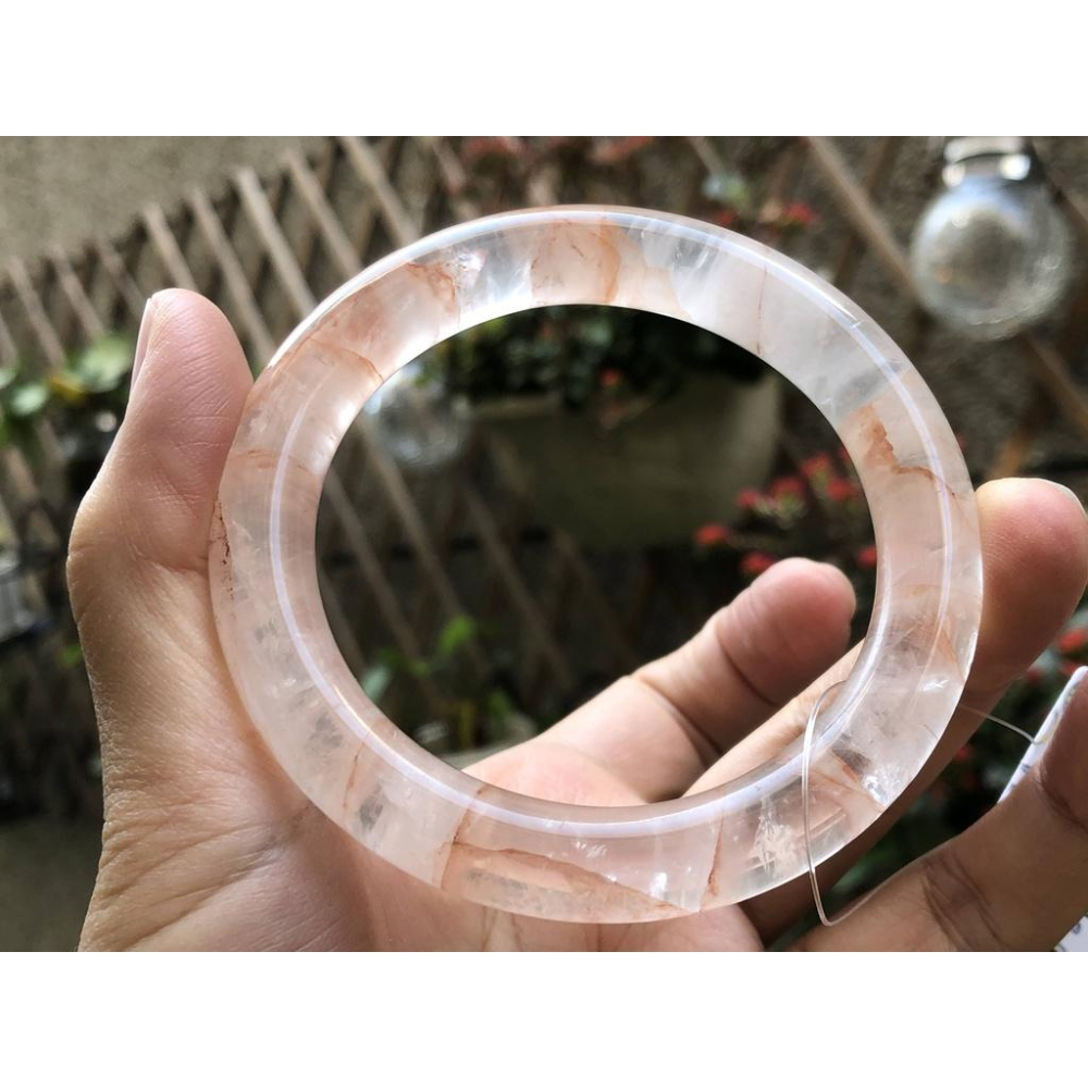 18.68圍透料彩虹光天然紅水晶紅膠花手鐲鐲子玉鐲手環珠寶玉石首飾飾品圓骨鐲圓條鐲-細節圖3