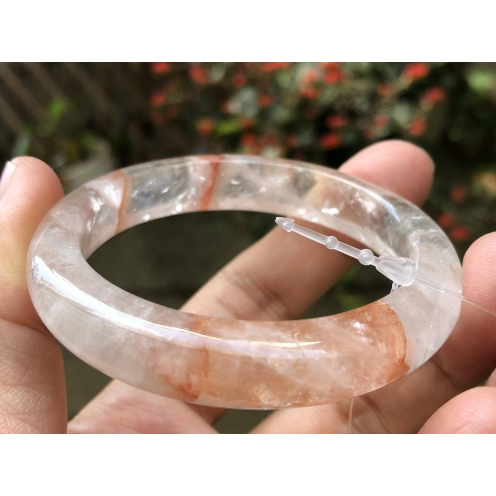 18.68圍透料彩虹光天然紅水晶紅膠花手鐲鐲子玉鐲手環珠寶玉石首飾飾品圓骨鐲圓條鐲-細節圖9
