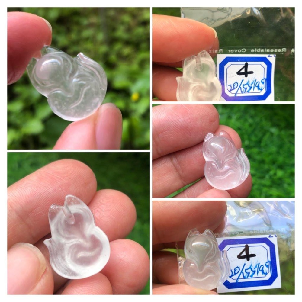 天然水沫玉鈉長石玉水沫子翡翠共生礦福袋狐狸吊墜飾品配件掛墜墬子玉石冰種玻璃種放光起螢光-細節圖6