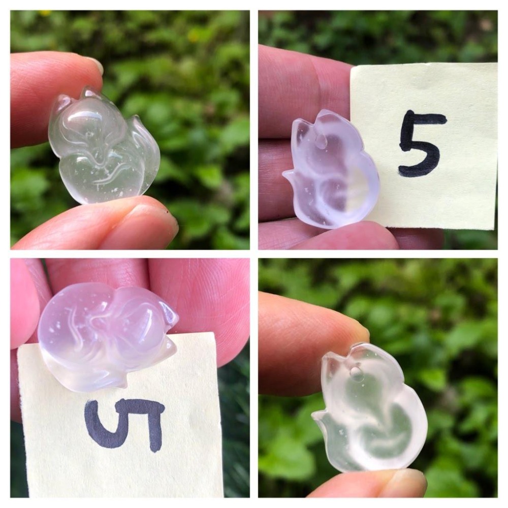 天然水沫玉鈉長石玉水沫子翡翠共生礦福袋狐狸吊墜飾品配件掛墜墬子玉石冰種玻璃種放光起螢光-細節圖7