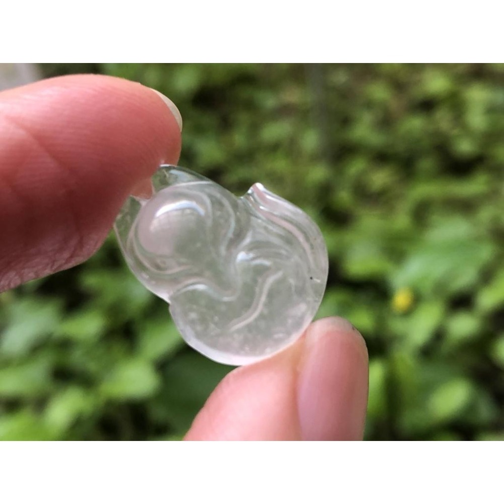 天然水沫玉鈉長石玉水沫子翡翠共生礦福袋狐狸吊墜飾品配件掛墜墬子玉石冰種玻璃種放光起螢光-細節圖9