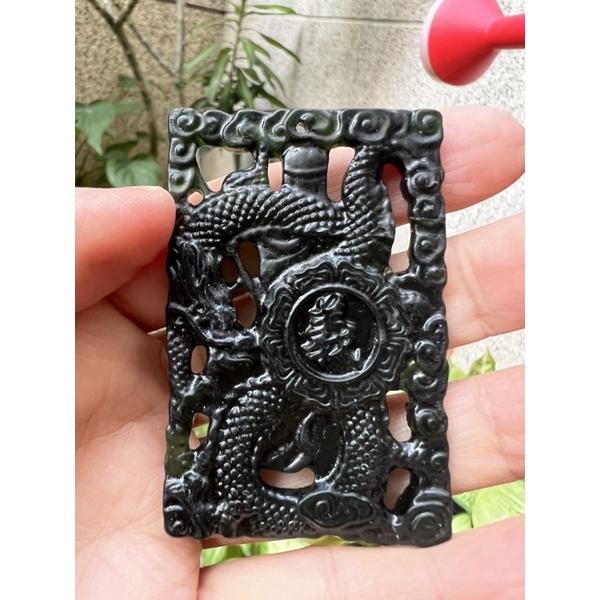 天然正品立體鏤空雙面雕玉石台灣墨玉蛇紋石武關公關聖帝君護龍帶刀吊墜墬子項鍊玉珮掛件珠寶首飾寶石飾品-細節圖3