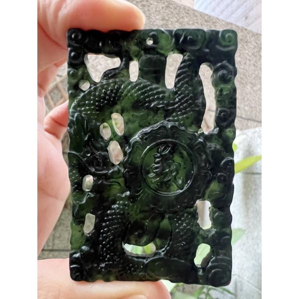 天然正品立體鏤空雙面雕玉石台灣墨玉蛇紋石武關公關聖帝君護龍帶刀吊墜墬子項鍊玉珮掛件珠寶首飾寶石飾品-細節圖5