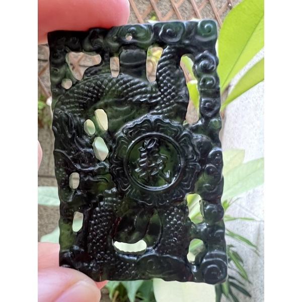 天然正品立體鏤空雙面雕玉石台灣墨玉蛇紋石武關公關聖帝君護龍帶刀吊墜墬子項鍊玉珮掛件珠寶首飾寶石飾品-細節圖8