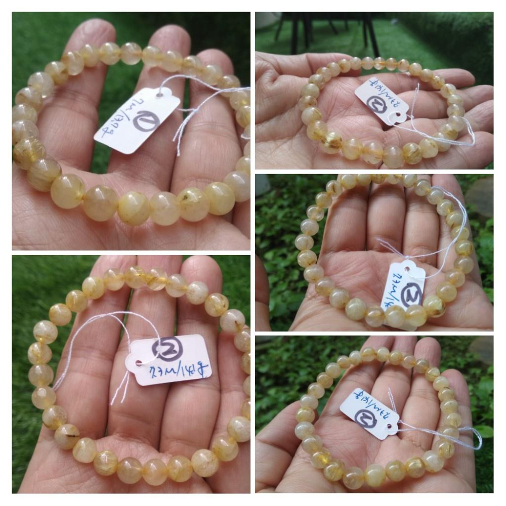 天然水晶之王清料金髮晶鈦晶單圈圓珠手鍊手珠手串7mm珠寶首飾寶石飾品-細節圖3