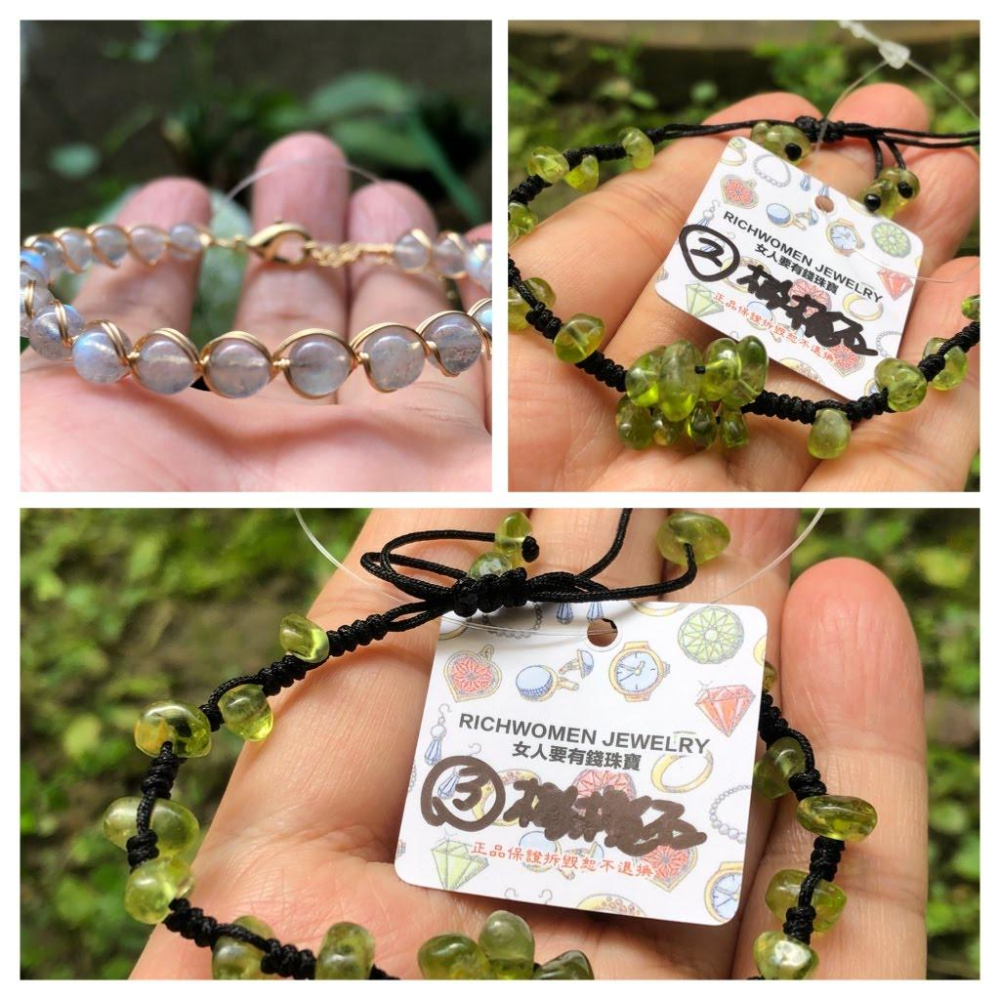 天然拉長石灰月光石橄欖石手編繩14k繞線手鍊手串手環手珠珠寶首飾飾品-細節圖5