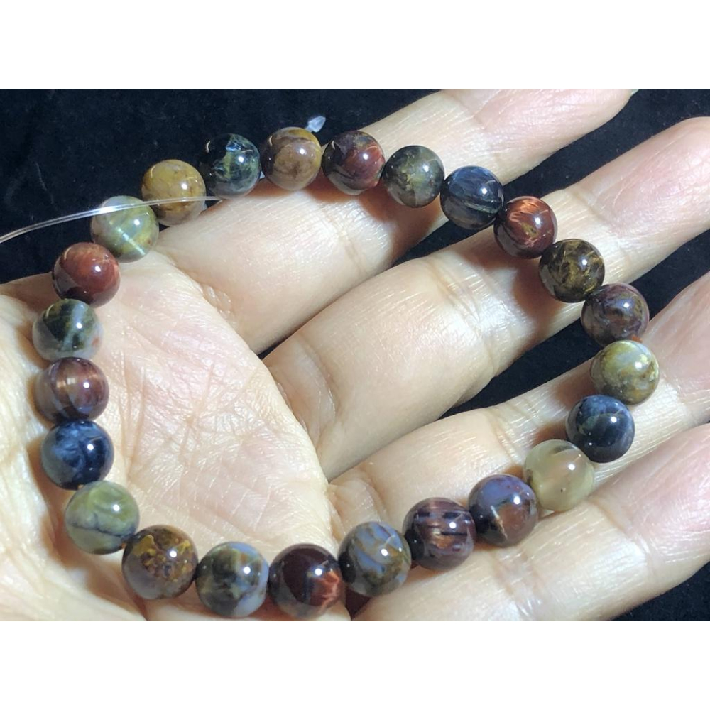 如莫內油畫之天然納米比亞多彩貓眼彼得石圓珠單圈手鍊手環手珠手串8mm/16.9g珠寶首飾寶石飾品-細節圖5