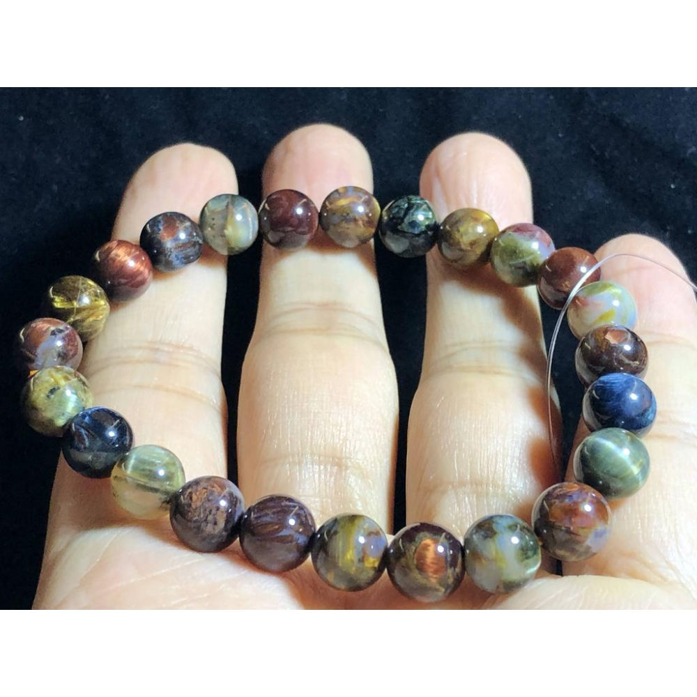 如莫內油畫之天然納米比亞多彩貓眼彼得石圓珠單圈手鍊手環手珠手串8mm/16.9g珠寶首飾寶石飾品-細節圖8