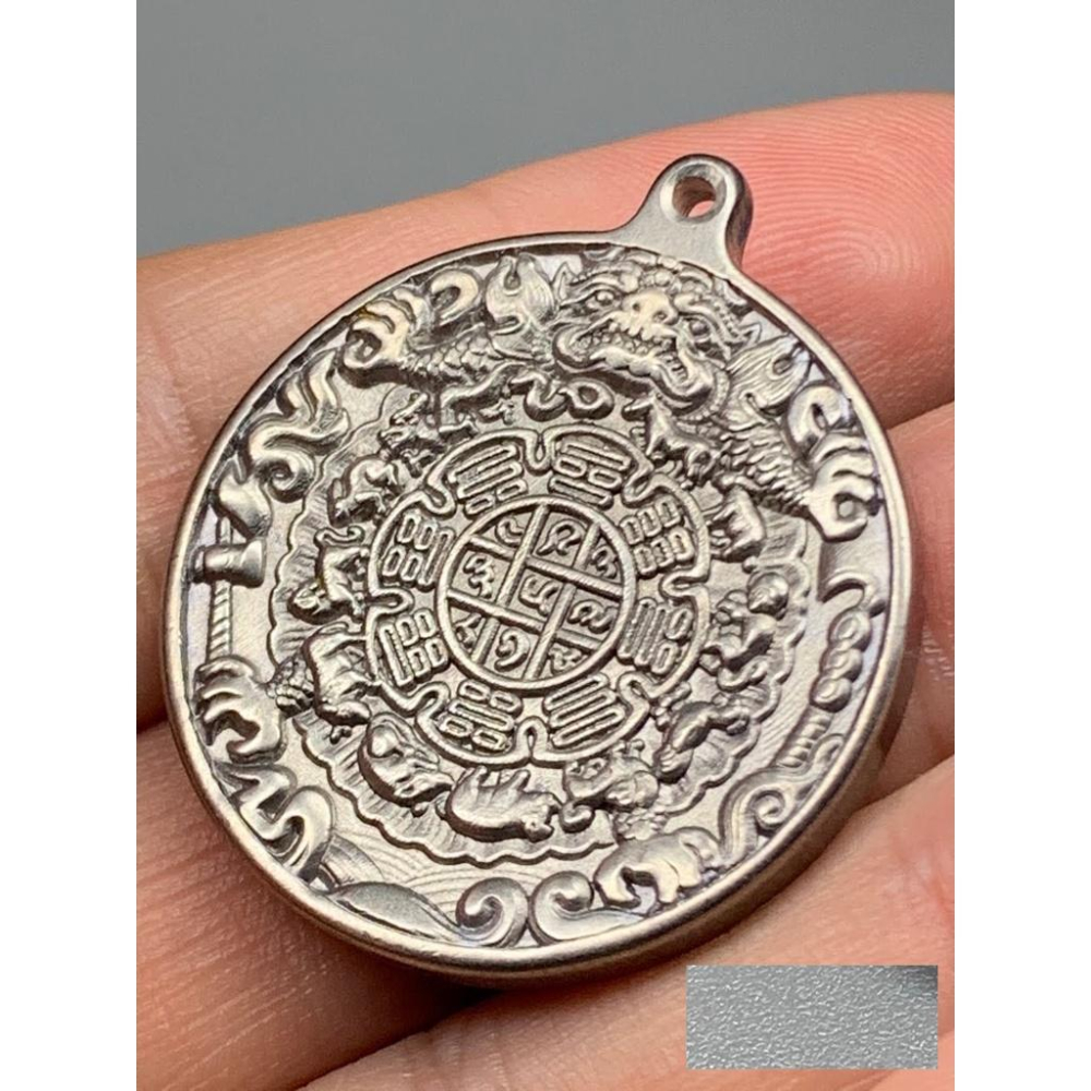 純鈦高精度雕刻十字金剛杵九宮八卦牌墜子吊墜掛件項鍊送銀鍊個性化飾品-細節圖3