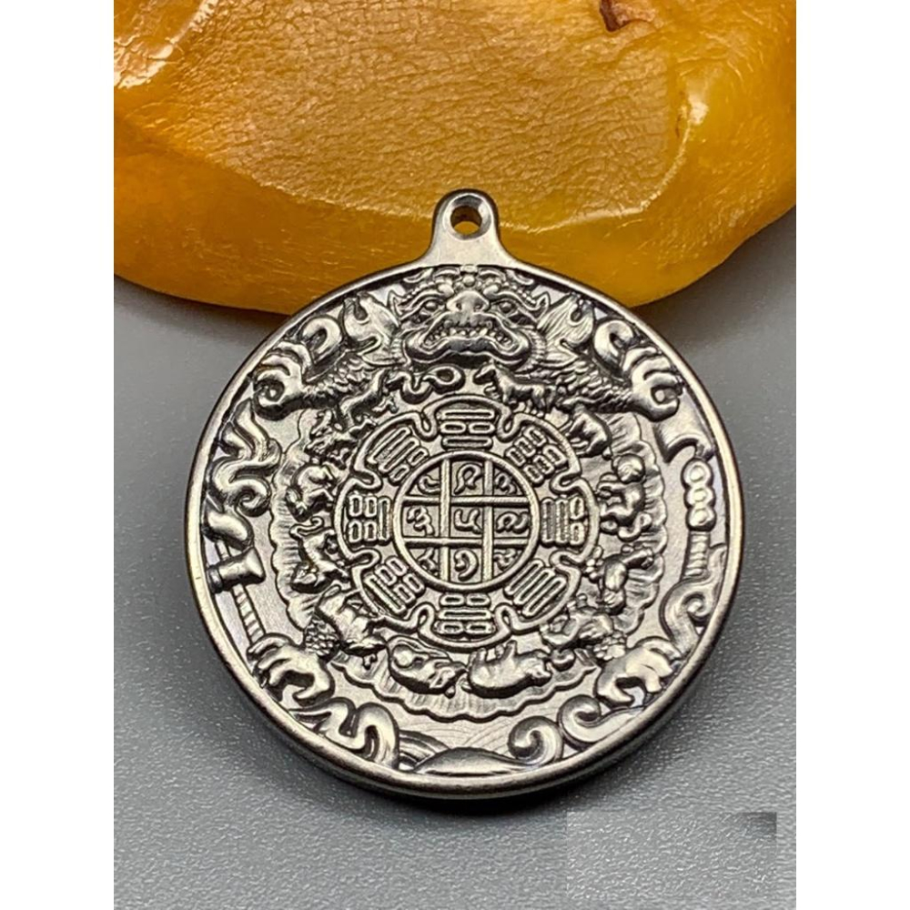 純鈦高精度雕刻十字金剛杵九宮八卦牌墜子吊墜掛件項鍊送銀鍊個性化飾品-細節圖4