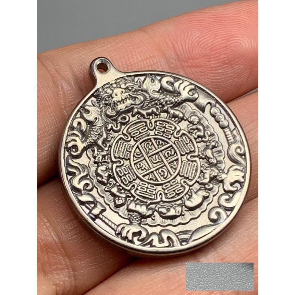 純鈦高精度雕刻十字金剛杵九宮八卦牌墜子吊墜掛件項鍊送銀鍊個性化飾品-細節圖5