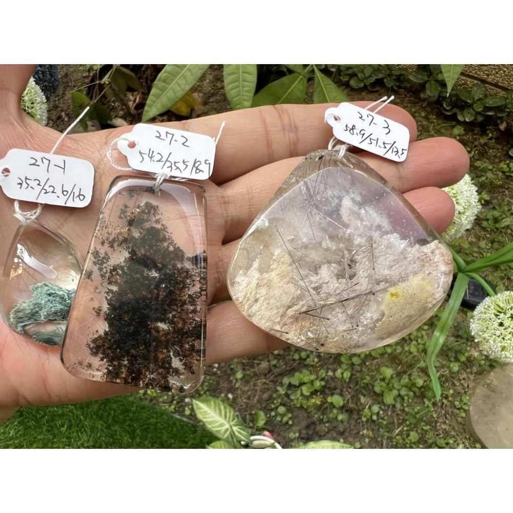 27組超美水晶黑髮幽靈共生白黃綠幽靈晶體超透彩色花幽靈掛墬吊墬墬子項鍊掛件送銀鍊珠寶寶石首飾飾品-細節圖6