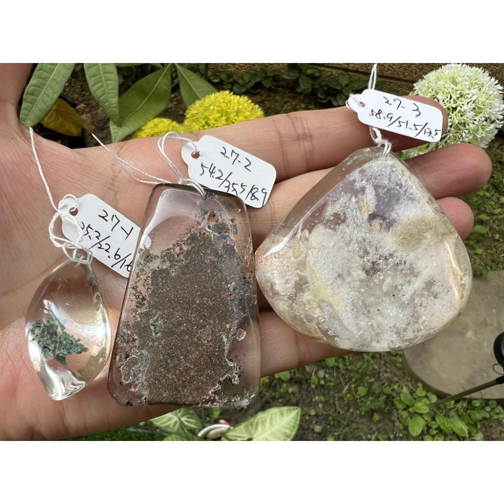 27組超美水晶黑髮幽靈共生白黃綠幽靈晶體超透彩色花幽靈掛墬吊墬墬子項鍊掛件送銀鍊珠寶寶石首飾飾品-細節圖7