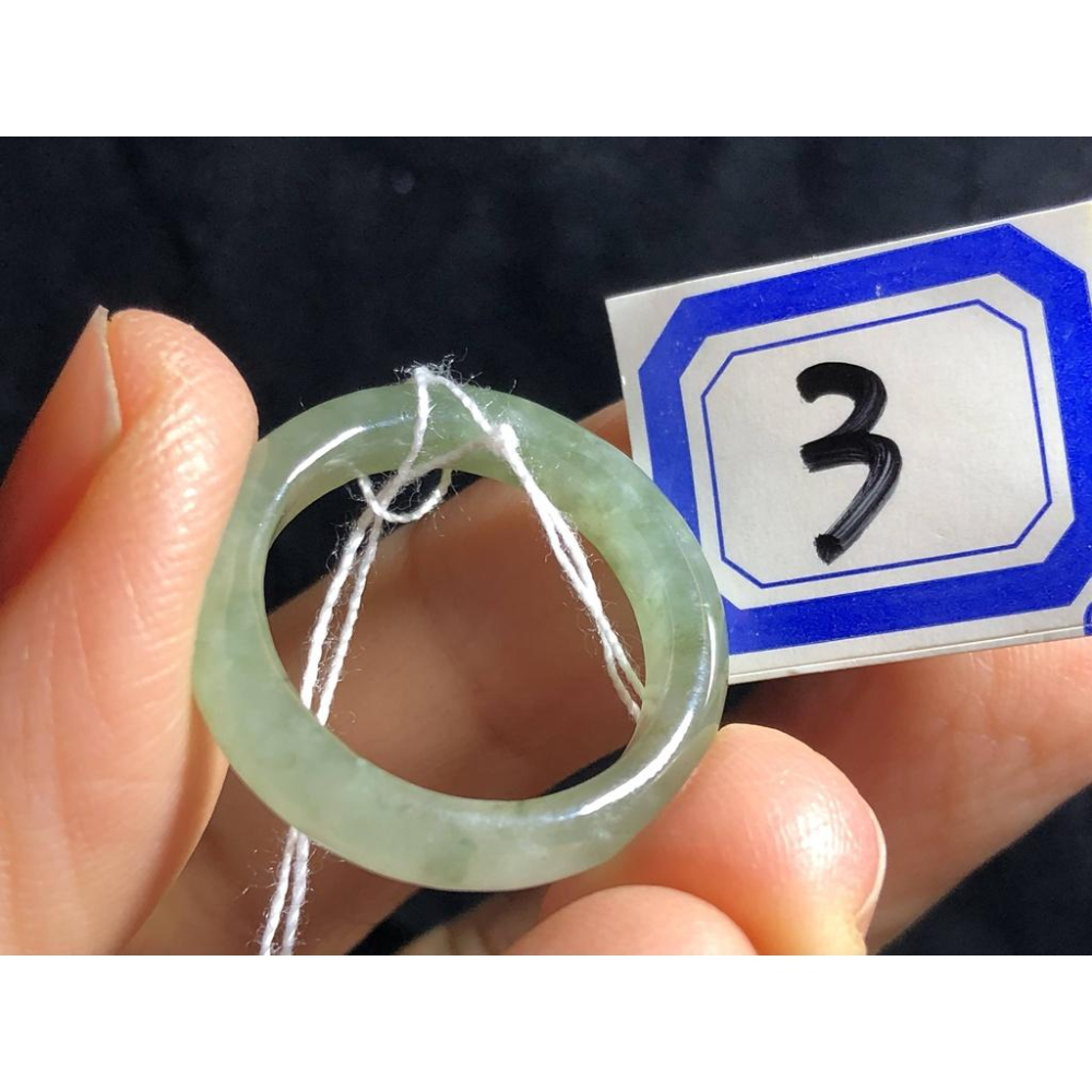 A19組天然玉石硬玉緬甸玉翡翠a貨冰種藍水老油青滿綠戒指指環玉戒/內徑19.1-19.4-細節圖8
