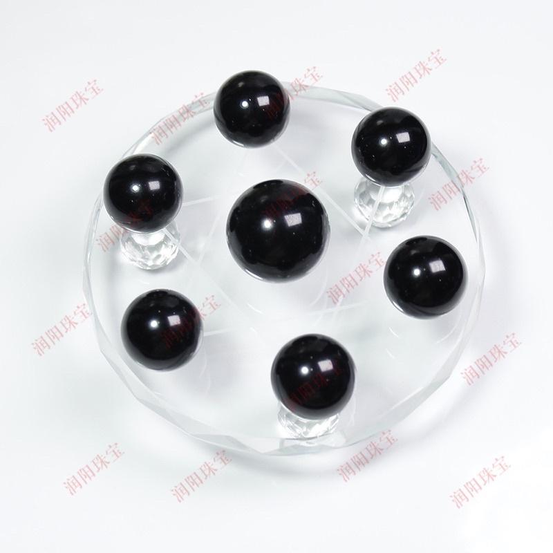 天然黑曜石水晶球七星陣七顆球+玻璃七星盤+木底座有求必應黑曜石招財七星陣組風水擺件避邪防小人-細節圖4