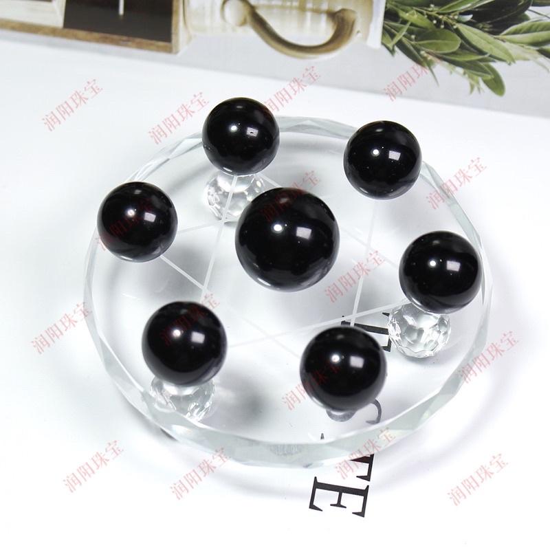天然黑曜石水晶球七星陣七顆球+玻璃七星盤+木底座有求必應黑曜石招財七星陣組風水擺件避邪防小人-細節圖5