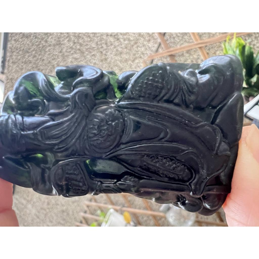 天然正品玉石台灣墨玉蛇紋石武關公關聖帝君帶刀吊墜墬子項鍊玉珮掛件珠寶首飾寶石飾品-細節圖5