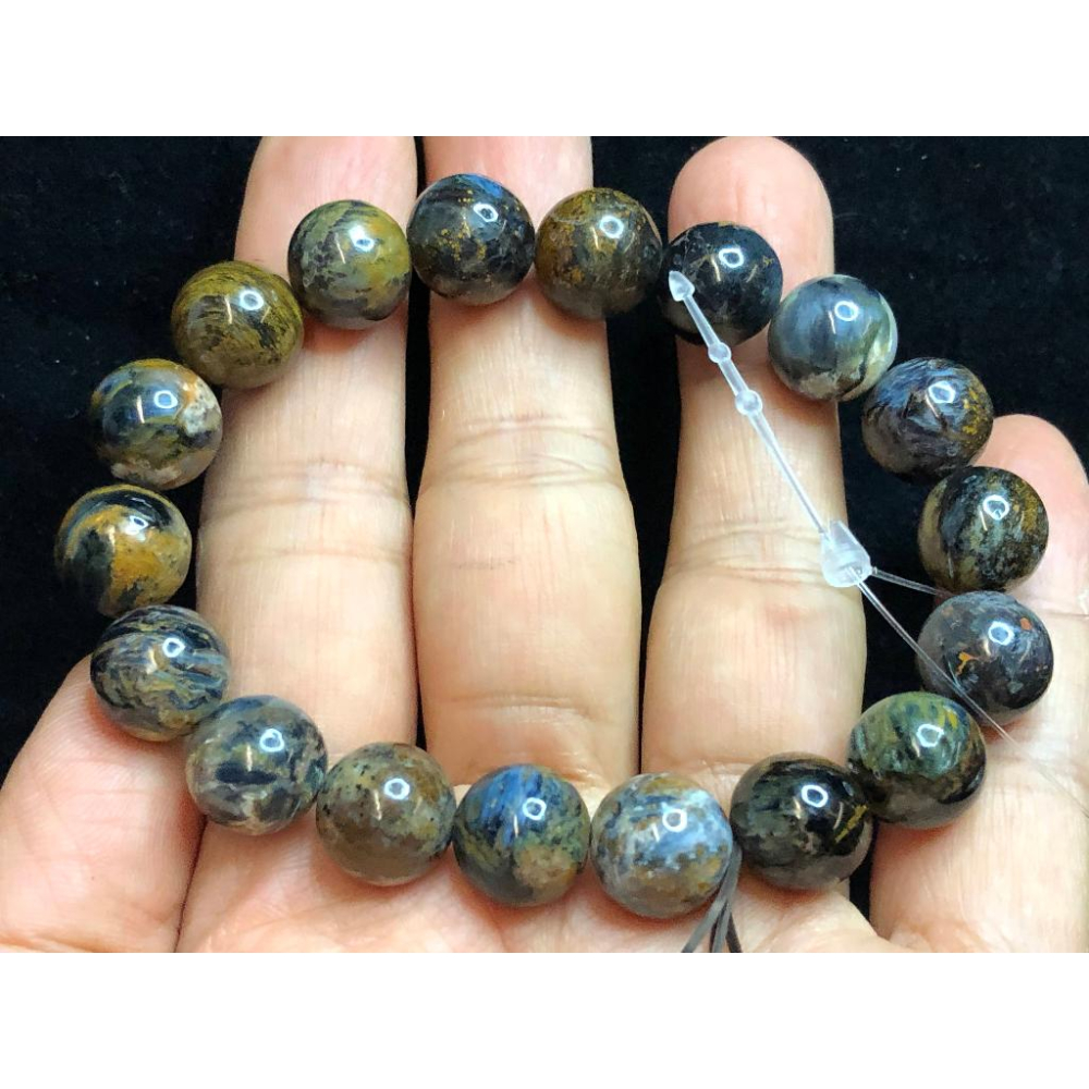 天然莫內星空油畫感強彩色藍彼得石單圈手鍊手珠手串手環10.8mm/33.9g手圍17cm-細節圖3