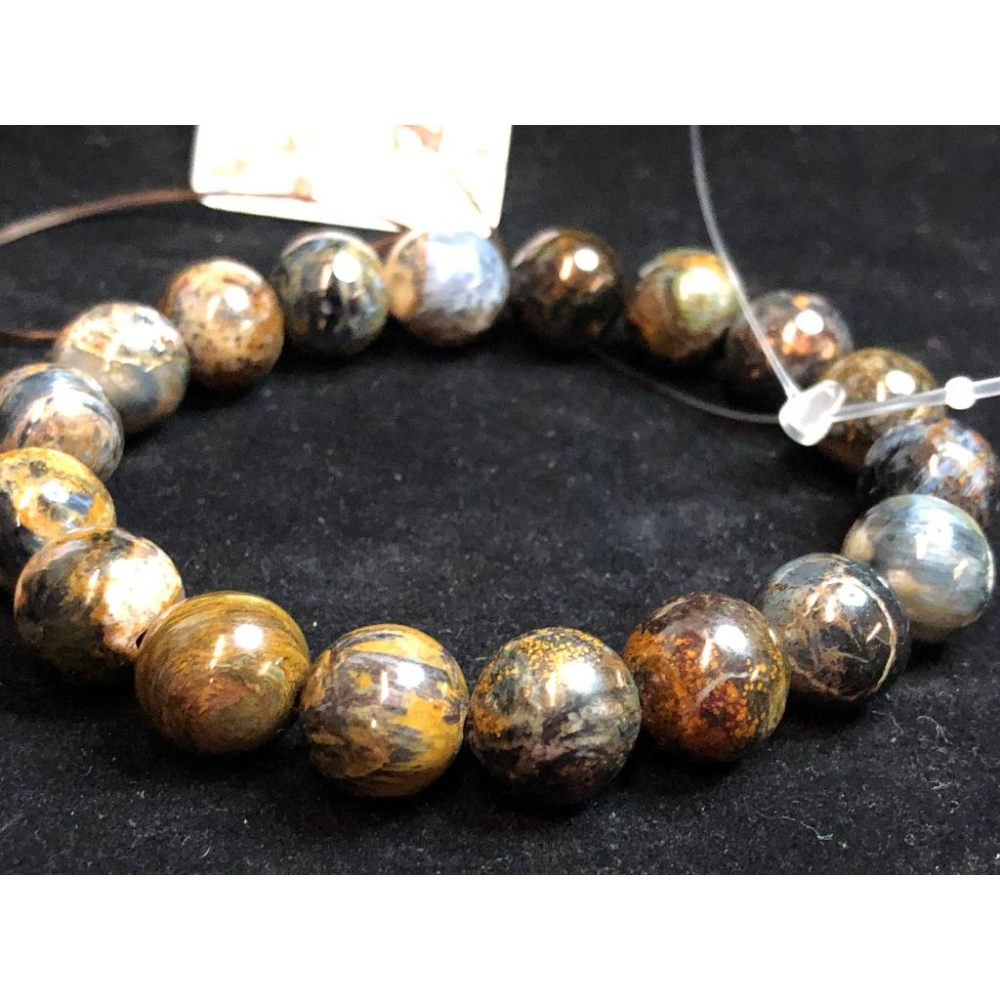 天然莫內星空油畫感強彩色藍彼得石單圈手鍊手珠手串手環10.8mm/33.9g手圍17cm-細節圖4