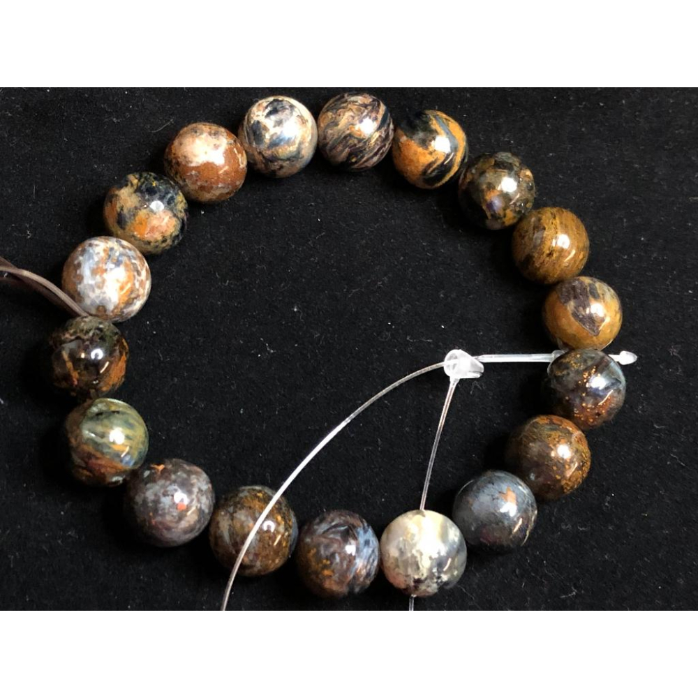 天然莫內星空油畫感強彩色藍彼得石單圈手鍊手珠手串手環10.8mm/33.9g手圍17cm-細節圖5