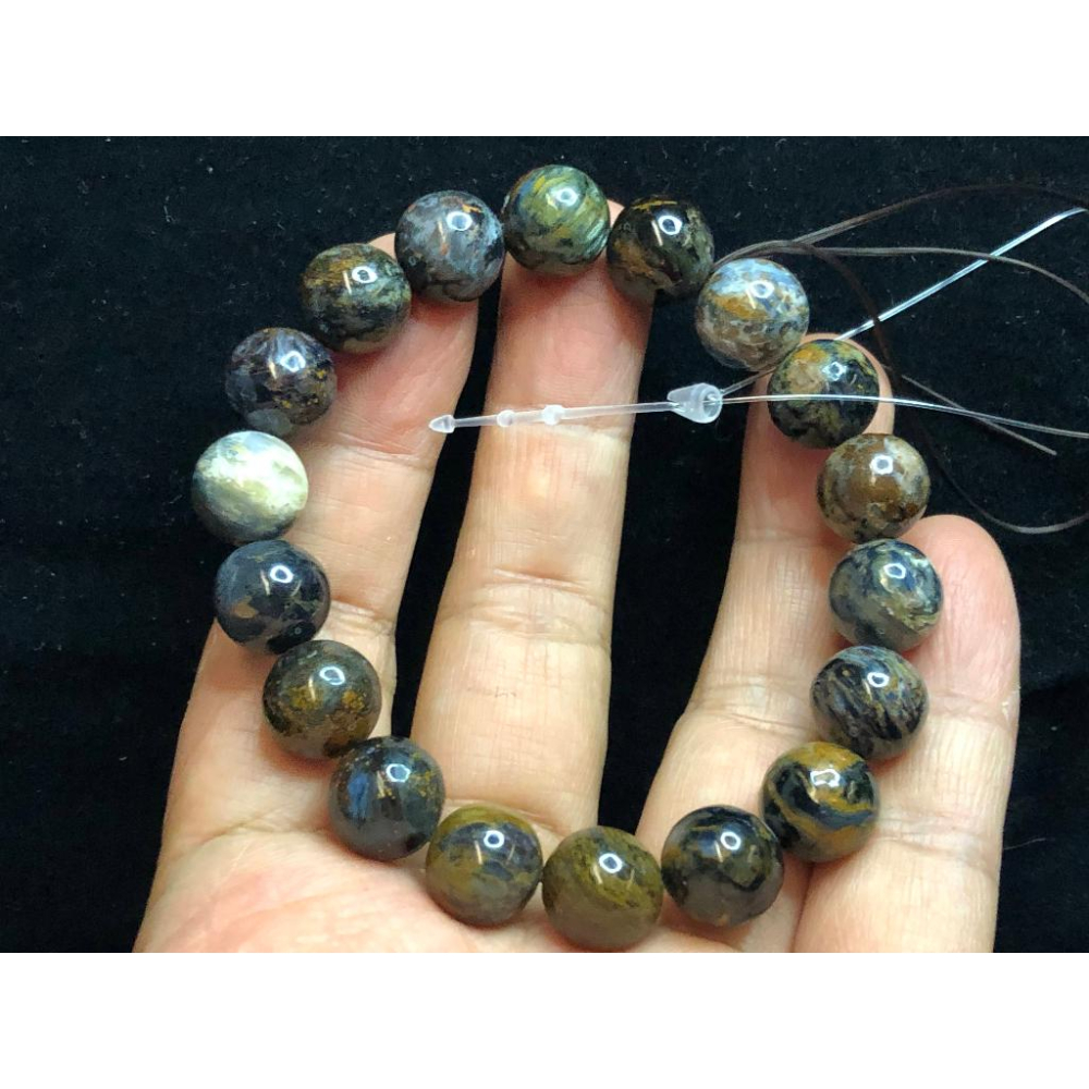 天然莫內星空油畫感強彩色藍彼得石單圈手鍊手珠手串手環10.8mm/33.9g手圍17cm-細節圖7