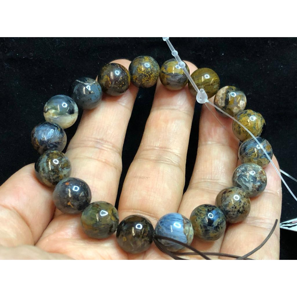 天然莫內星空油畫感強彩色藍彼得石單圈手鍊手珠手串手環10.8mm/33.9g手圍17cm-細節圖8